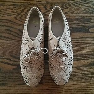 Gold Suede Lace-Up Shoes